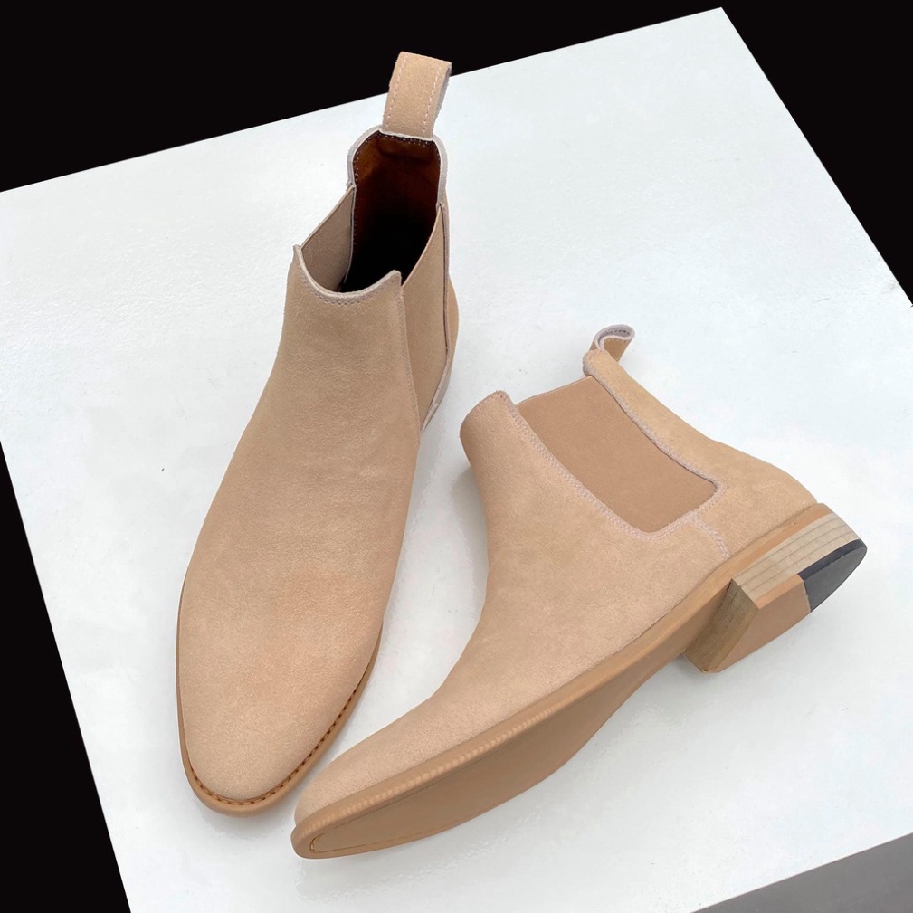 Giày Chelsea boots cao cổ thời trang nam chất liệu da lộn màu tan đế độn 3.5cm | BigBuy360 - bigbuy360.vn