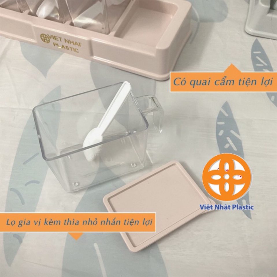 hũ đựng gia vị nhựa Việt Nhật cao cấp nhựa trong mica kèm thìa ms.2939