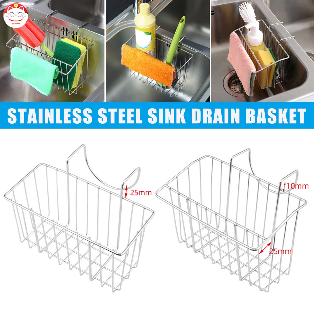 Kệ gắn bồn rửa chén bằng thép không gỉ cho để miếng rửa chén