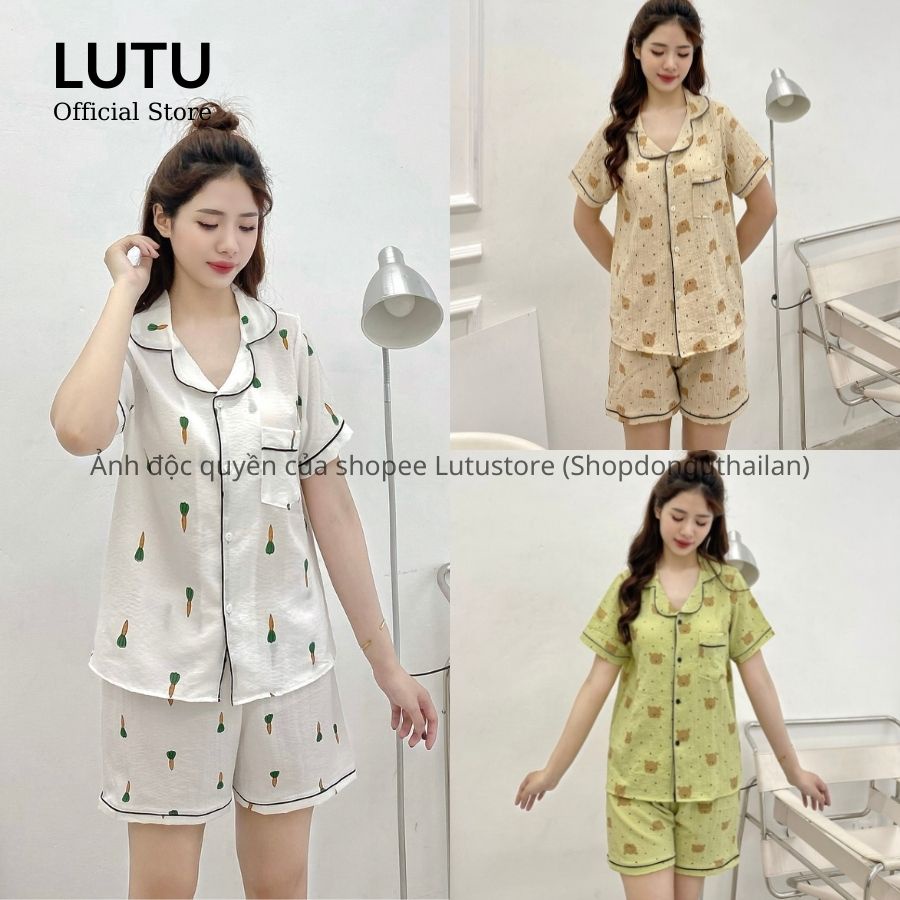 Bộ Ngủ Pijama Mặc Nhà Cộc Tay Chất Đũi Xốp Thoáng Mát Thấm Hút Mồ Hôi Siêu Tốt Họa Tiết Dễ Thương