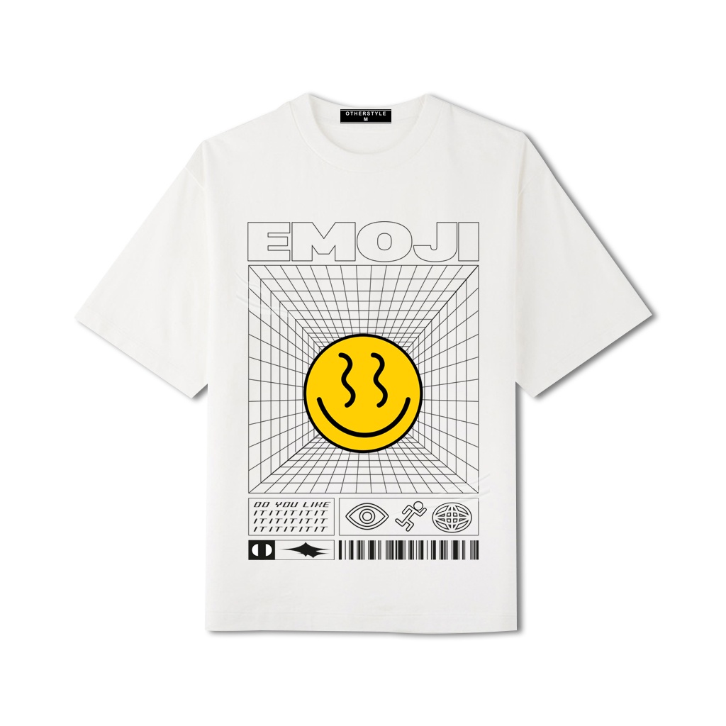 Bộ sưu tập áo phông tay lỡ unisex form rộng in hình mặt cười