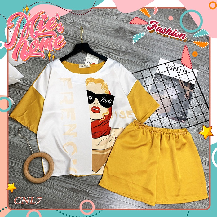 Đồ bộ nữ mặc nhà,đồ ngủ đùi cổ tròn lụa mát mịn-Mie | BigBuy360 - bigbuy360.vn