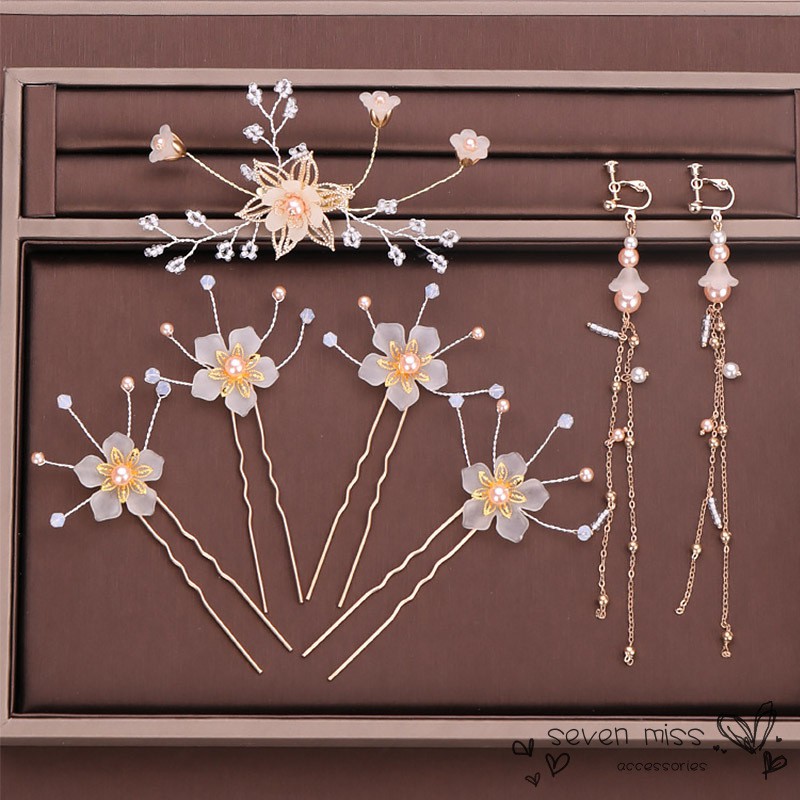 Seven Miss Kẹp Tóc Hình Hoa Đính Ngọc Trai Nhân Tạo Thời Trang