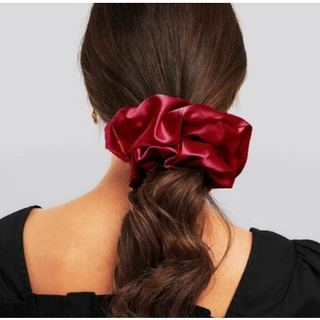 Dây buộc tóc, cột tóc scrunchies bản lớn siêu phồng và dày màu đỏ