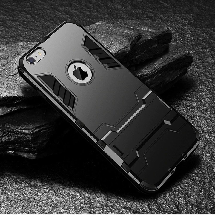 Ốp lưng iPhone 5, iPhone 5S, 5SE chống sốc Iron man có chân dựng máy