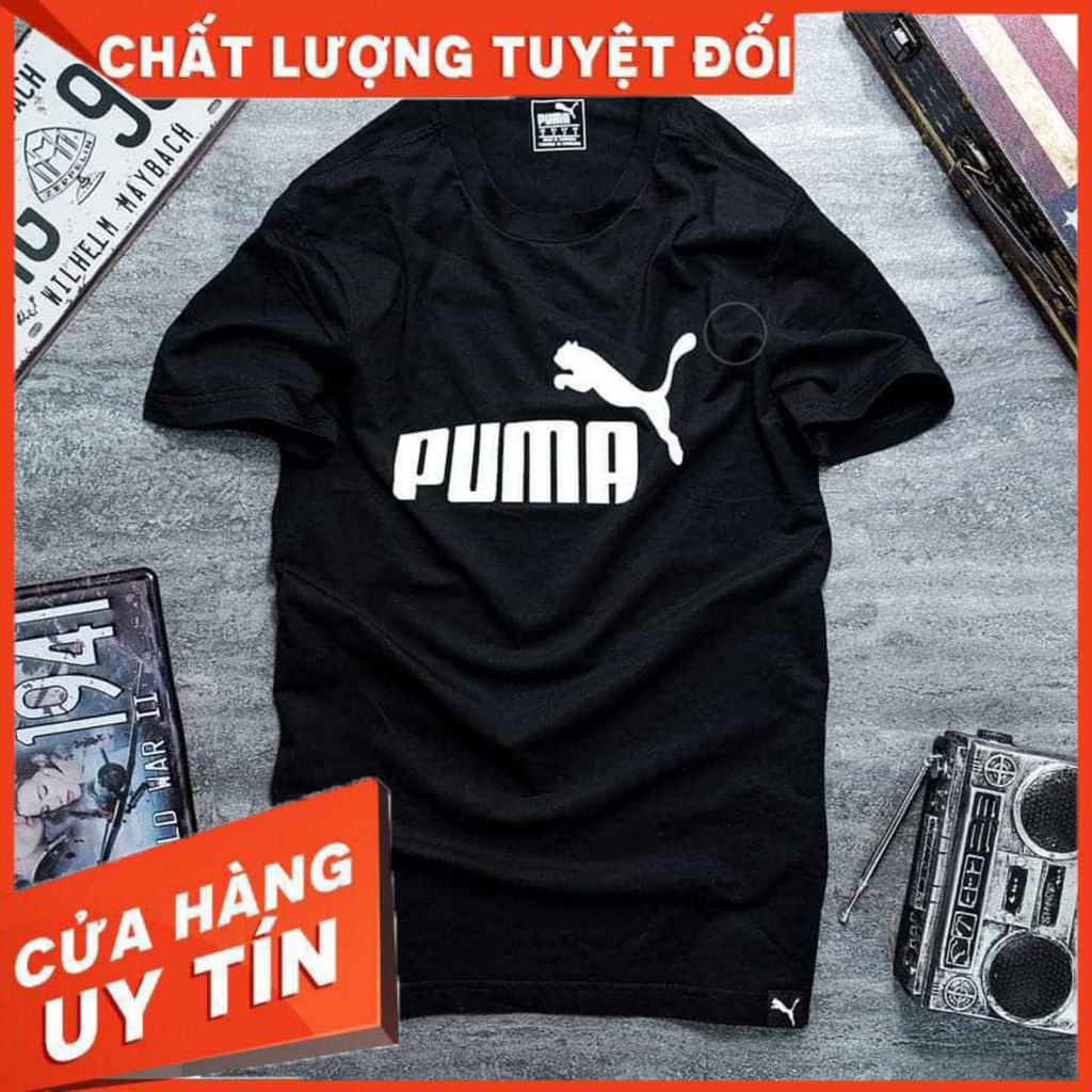 [FreeShip – Hàng cao cấp] Áo phông đen in logo Puma, áo thun đen in logo Puma chất liệu cotton nhiều mẫu