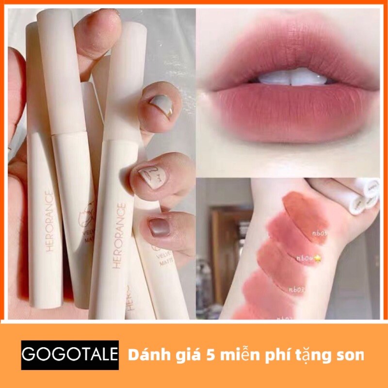 Son lì vỏ trắng sữa HERORANGE tone nude nội địa trung chính hãng