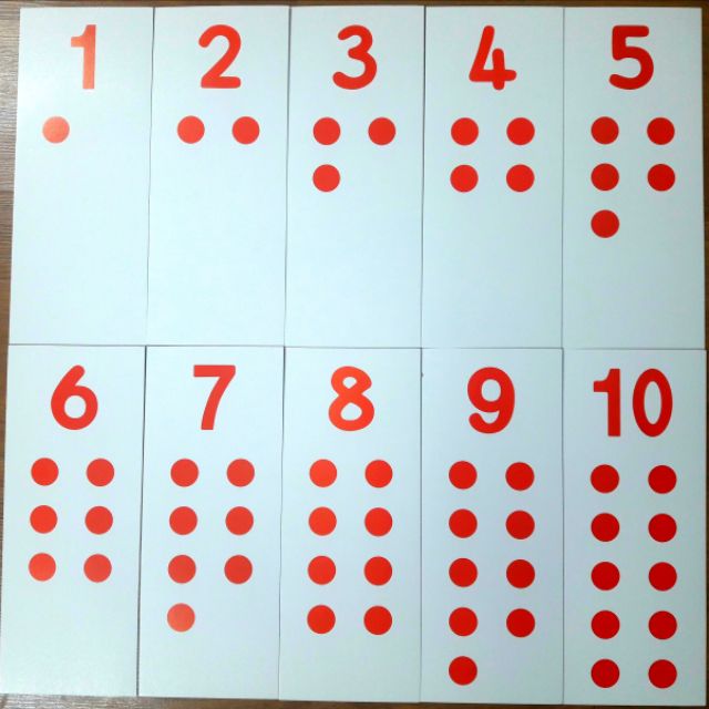 Thẻ kiểm soát bài đếm hạt Montessori (Numeral and counters control cards)