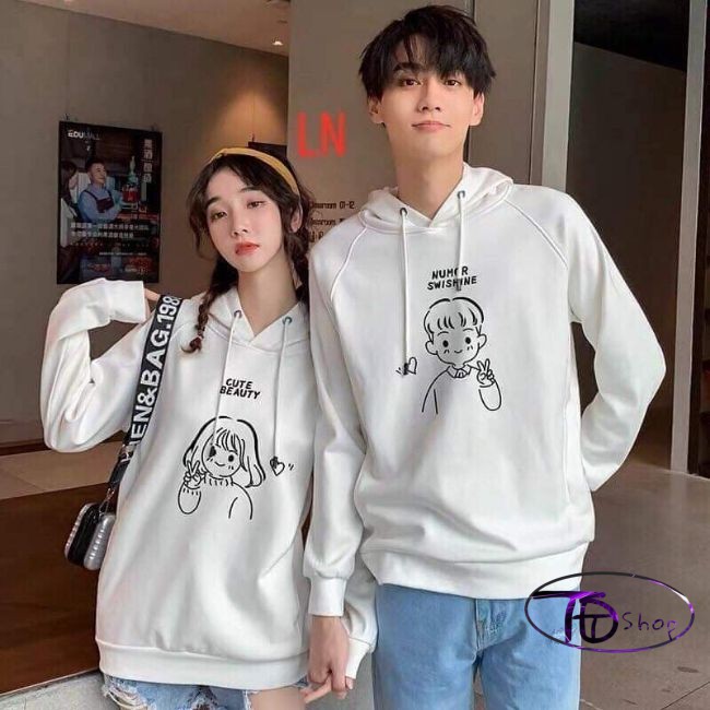 Áo hoodie đôi ⚜️ Tự Thiết Kế ⚜️ Đồ Đôi Hoodie tình yêu khủng long 2020 nỉ bông cao cấp | WebRaoVat - webraovat.net.vn