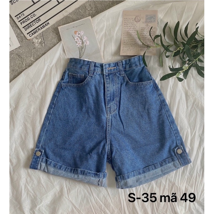Quần Short Ngố Jean Nữ Đủ Size Từ 40kg Đến 80kg Lưng Cao Lai Lật Có Nút Lai Hàng VNXK Ms49