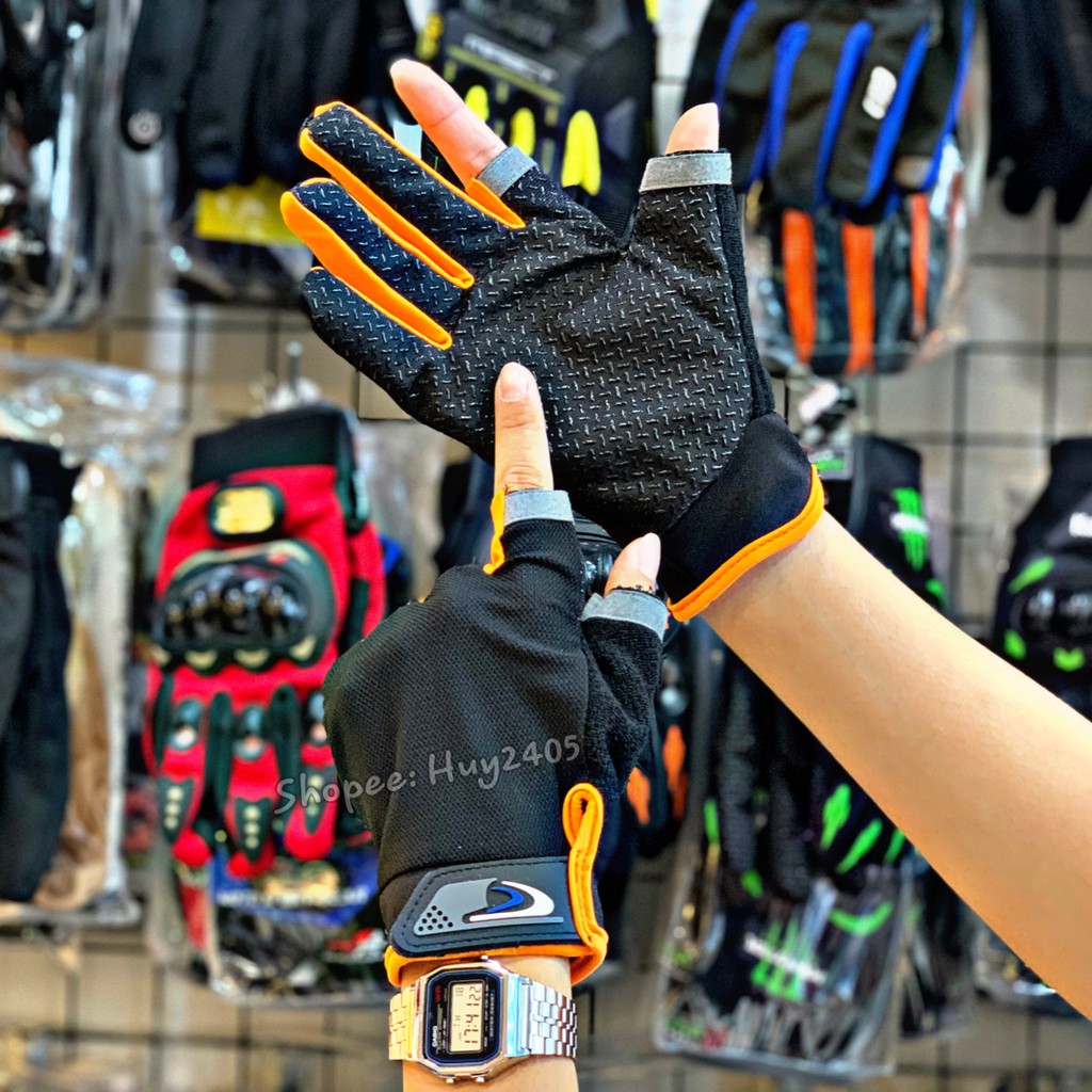 Găng tay xe máy, xe đạp hở 2 ngón Sport - Chống trượt, Chống nắng, Cảm ứng sử dụng điện thoại