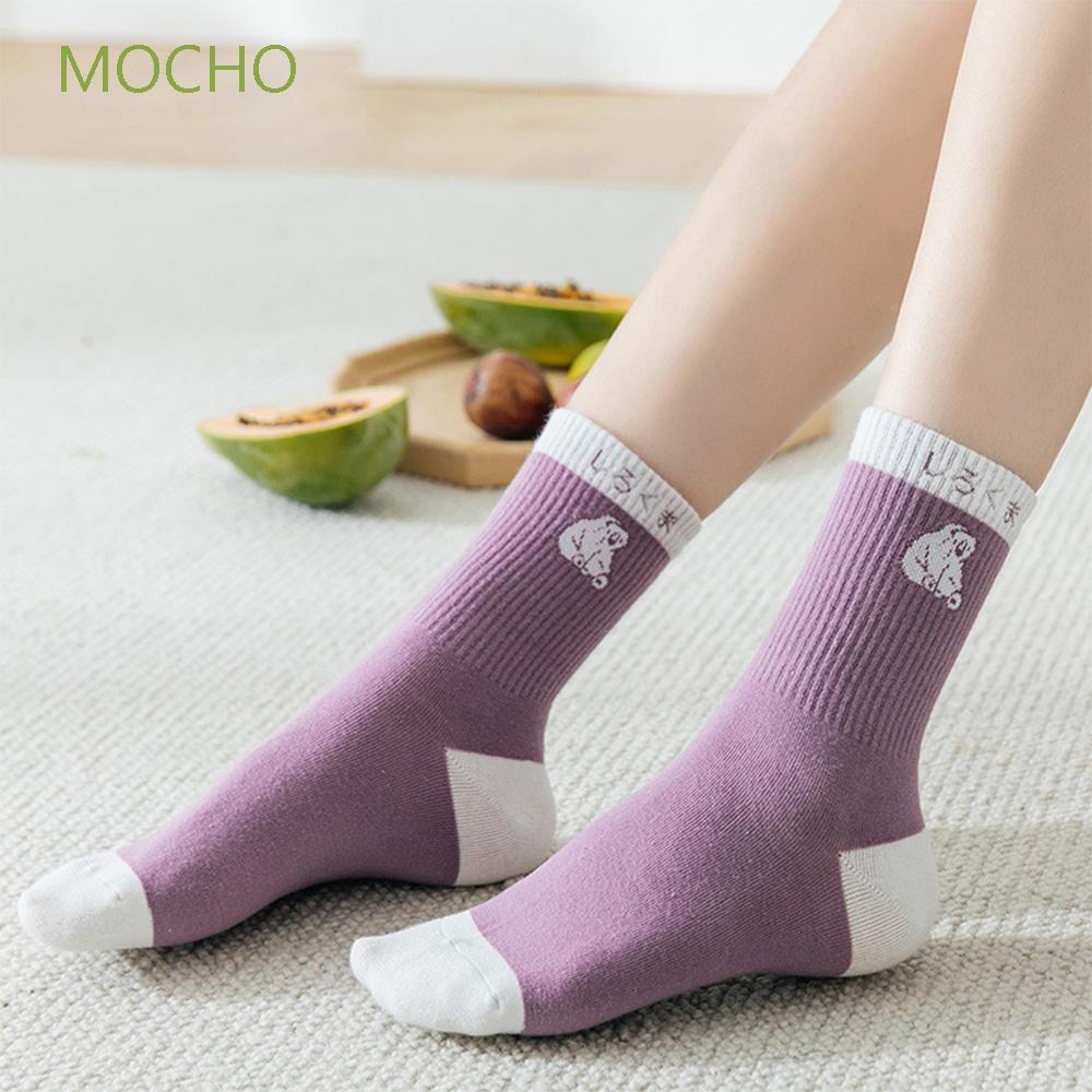 MOCHO Girls Cotton socks Cute Women socks Bear socks Middle Tube New Fashion Personality Cartoons Bear Pattern Personality