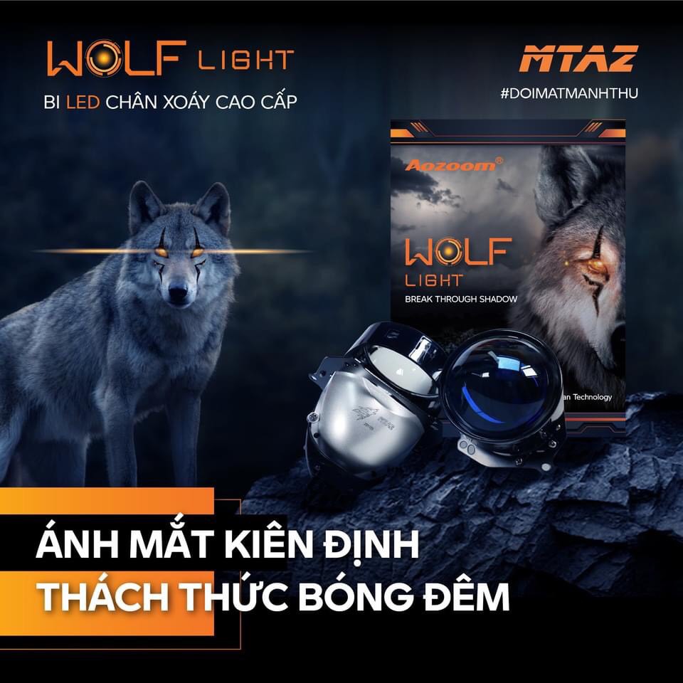 Bộ Đèn Ô tô Aozoom Bi Led Chân Xoáy WOLF Light Chính Hãng Aozoom Bảo Hành 3 Năm Xe Hơi