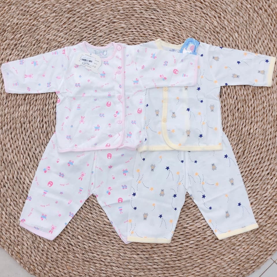 [LOẠI 1]Combo 3 Bộ Quần Ao Sơ Sinh Tay Dài JOU In Họa Tiết Siêu Mềm Đáng Yêu 100% Cotton Cao Cấp An Toàn Cho Bé.