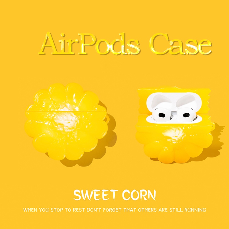 Vỏ Bảo Vệ Hộp Sạc Tai Nghe AirPods3 AirPods3 AirPods3 Pro AirPods2gen Màu Vàng Họa Tiết Trái Bắp Dễ Thương Ốp
