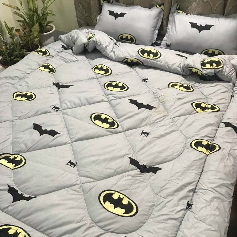 Trọn bộ 5 món ga gối chăn phao poly cotton có ruột bông dày  loại 1 ( nhắn chọn mẫu )