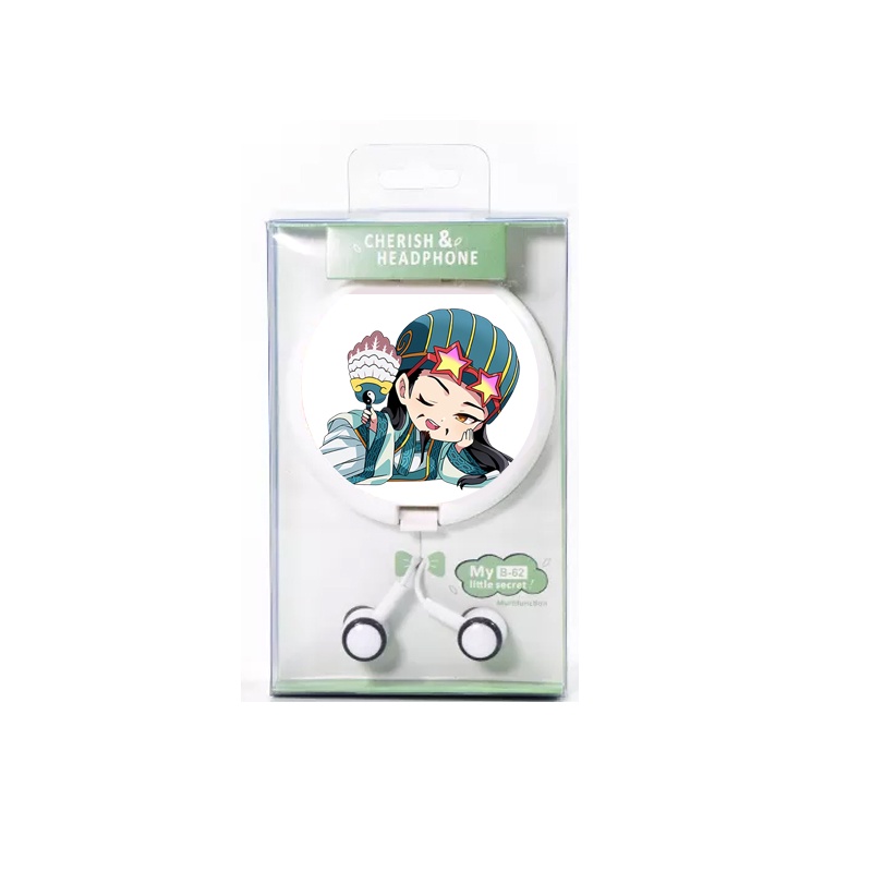 Tai nghe hộp tròn in hình KHỔNG MINH THÍCH ĐI QUẨY chibi anime xinh xắn tiện lợi