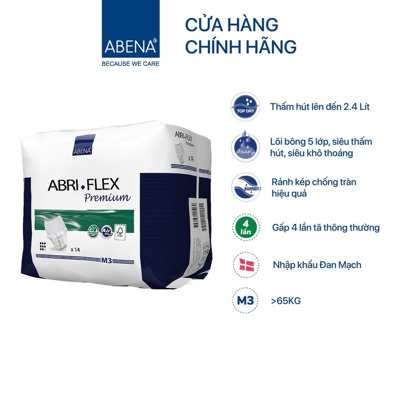 Combo 6 bịch tã quần người lớn Abena Abri Flex Fremium - Nhập khẩu Đan Mạch (Gói 14 miếng)