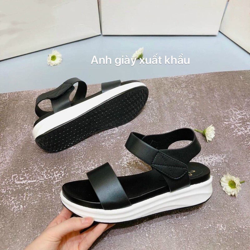 SD19 - Sandal xuồng quai ngang da lì đế bằng 4p nhẹ êm hàng xuất( ảnh thật kèm video)