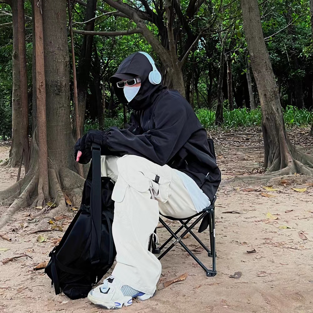 Áo Khoác Hoodie Dáng Rộng Chống Gió Nước Kiểu Mỹ Cá Tính Cho Nam Áo Khoác Nam Hán Quốc Có Mũ Trùm Đầu