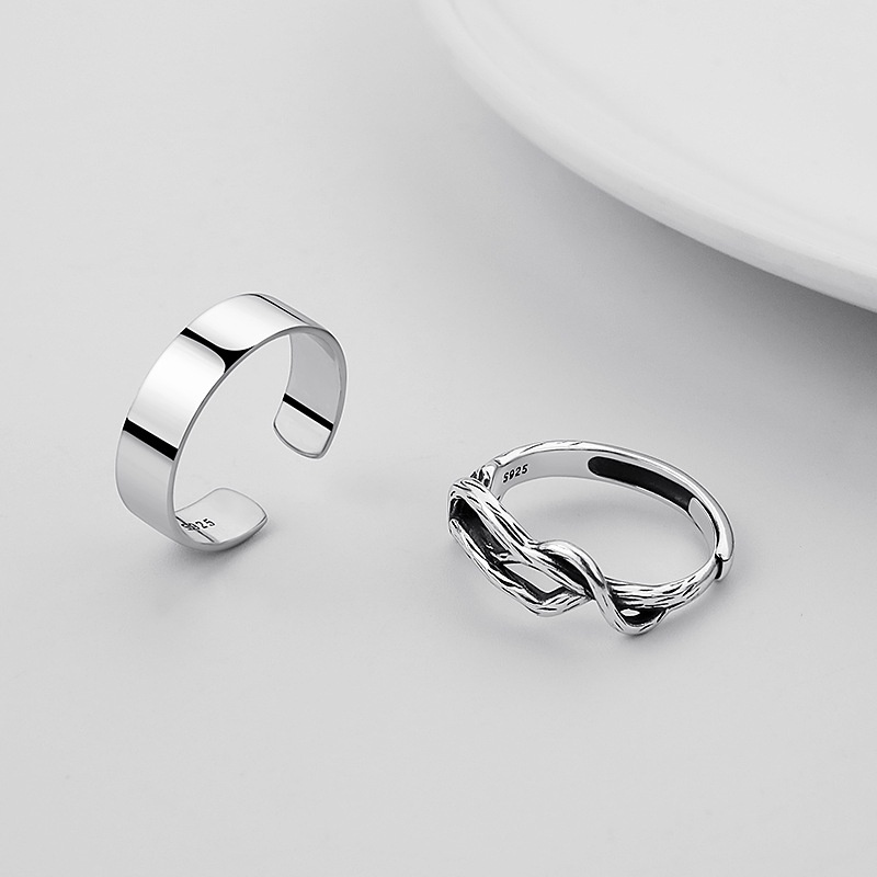 Nhẫn Trang Sức Có Thể Điều Chỉnh Phong Cách Retro S925 F851