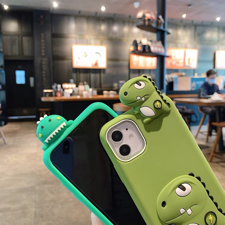 Ốp lưng iphone khủng long xanh kèm móc dành cho iphone 6/6s/7/8/6splus/7plus/8plus/X/Xs/Xsmax/11/11promax/12/12promax
