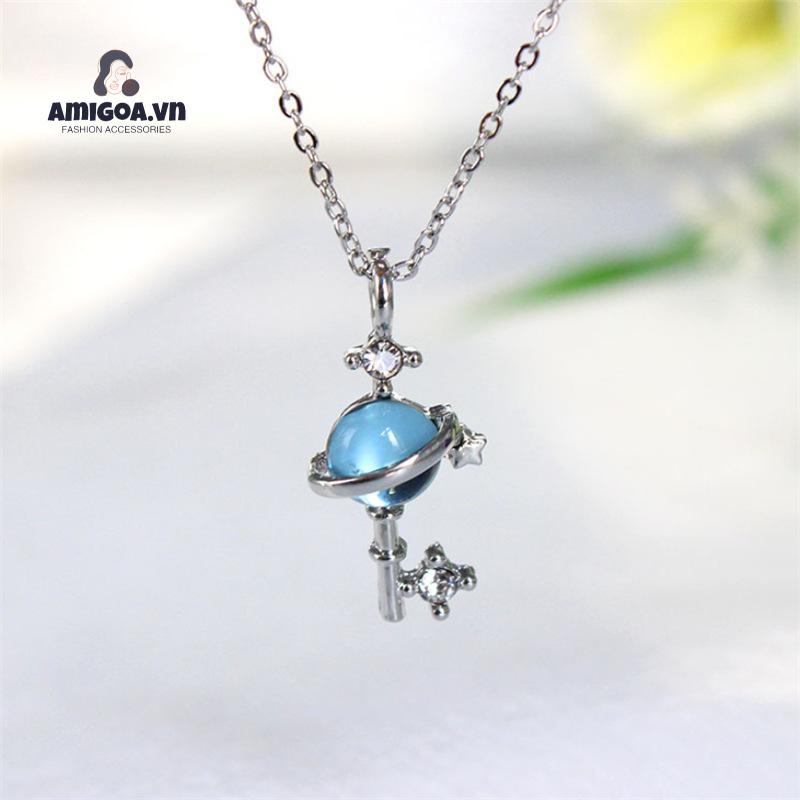 【amigoa.vn】Vòng cổ Hình Chìa Khóa Mắt Mèo Hành Tinh Đầy Sao Màu Sắc Rực Rỡ