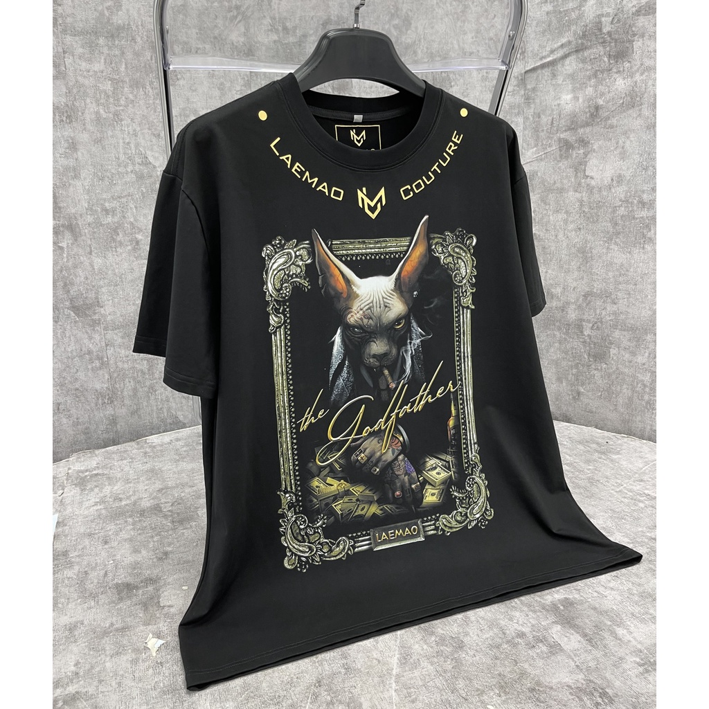 Áo thun LAEMAO chất liệu cotton tay lỡ form oversize MAFIA SPHYNX