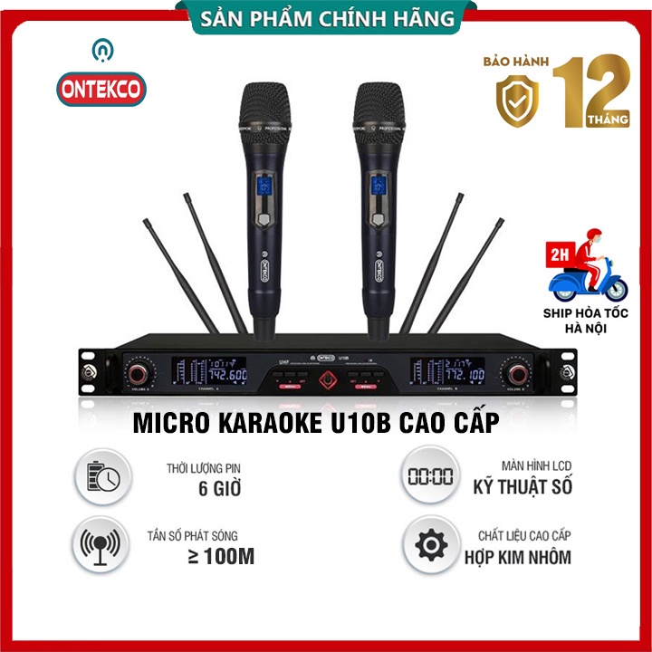 Micro karaoke không dây cao cấp ONTEKCO U10B | MU02, Công nghệ mới âm thanh chân thực, Màn hình LED