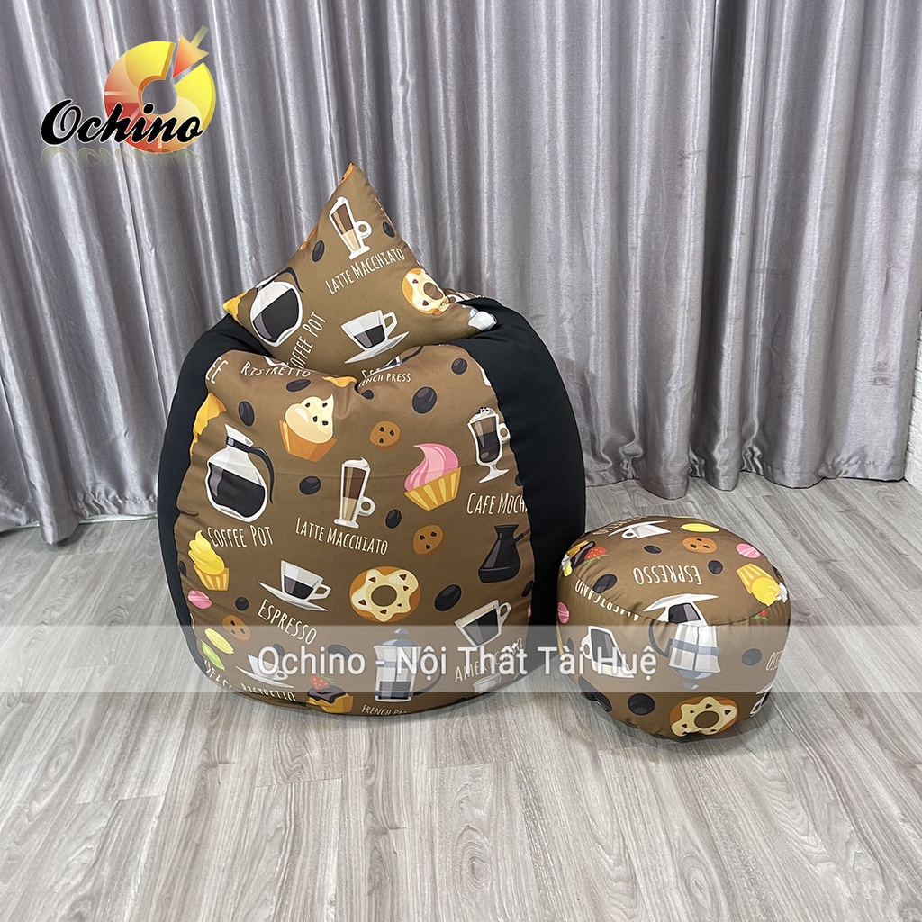 Ghế Lười Hạt Xốp  Mẫu Quả Lê Cỡ To Size L, Chất Liệu Vải Canvas Mix Kaki Bền Và Đẹp (Đã Có Hạt Xốp Hoàn Chỉnh)