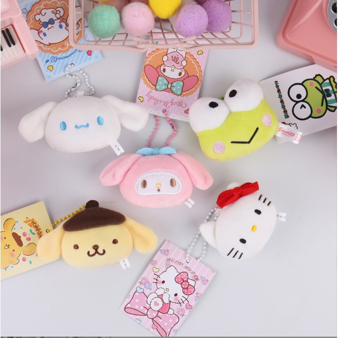 Đáng yêu Sanrio Plush Bader Charm Cinnamon Rolls Túi Charm Keroppi Plush Bader Hello Kitty Wallet Mặt dây chuyền quà tặng