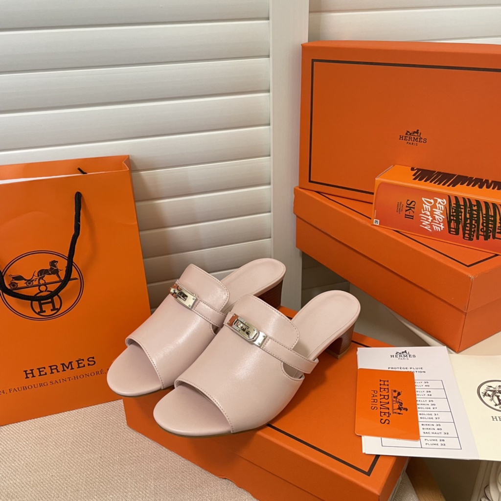 Giày sandal Cao Gót Màu Kẹo Khóa H Cho Nữ