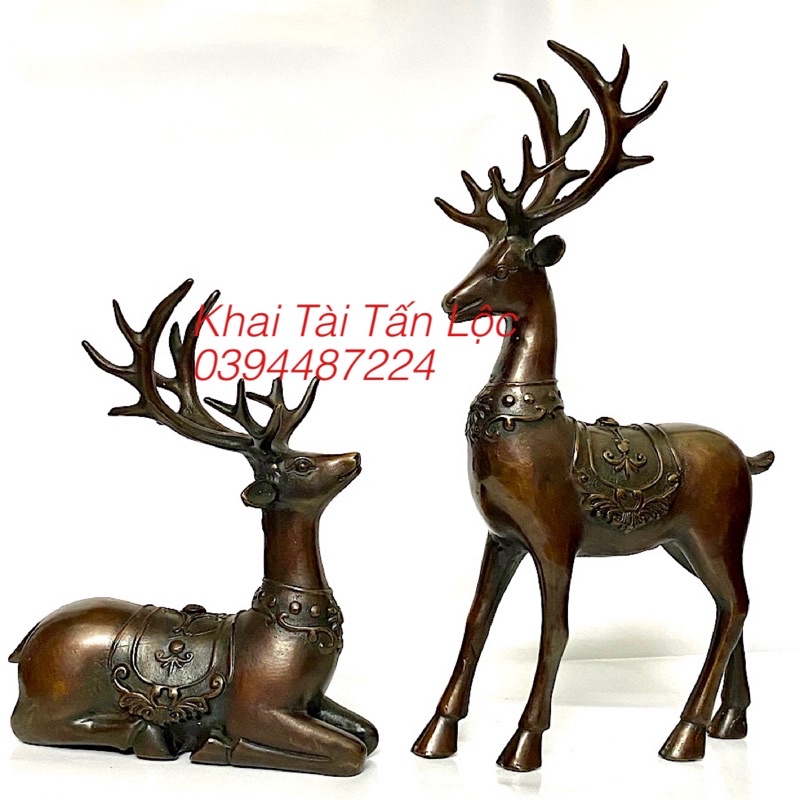 Cặp hươu , tuần Lộc bằng đồng phong thủy Lộc trời cho