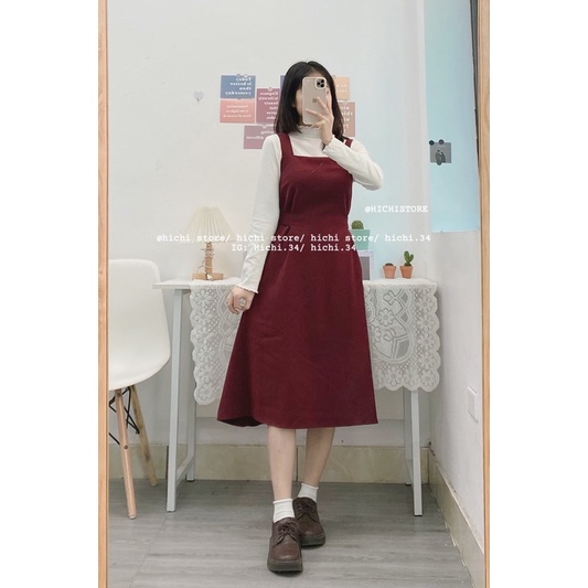 váy yếm mùa đông vintage ẢNH THẬT VIDEO 1 cúc hichi | BigBuy360 - bigbuy360.vn