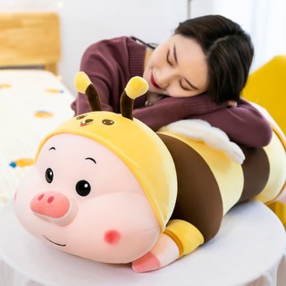 Con Heo Béo Cosplay Ong Vàng, Gấu Bông - Gối Ôm Con Heo Nằm Size 1M - 1M2 Chất Nhung Co Dãn Đa Chiều