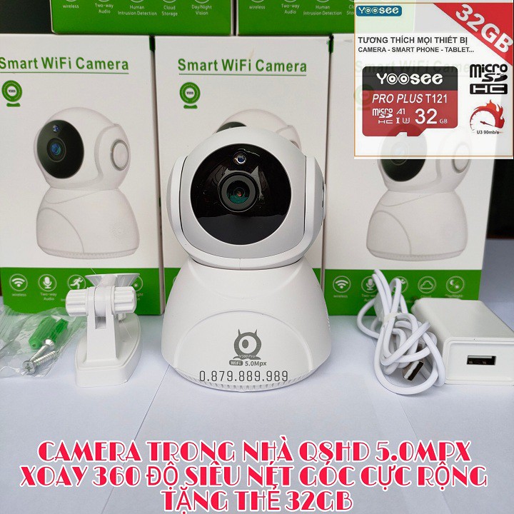 [GIÁ SẬP SÀN] CAMERA TRONG NHÀ Q8HD 5.0Mpx 2560X1440P SIÊU NÉT GÓC RỘNG - XOAY 360 ĐỘ