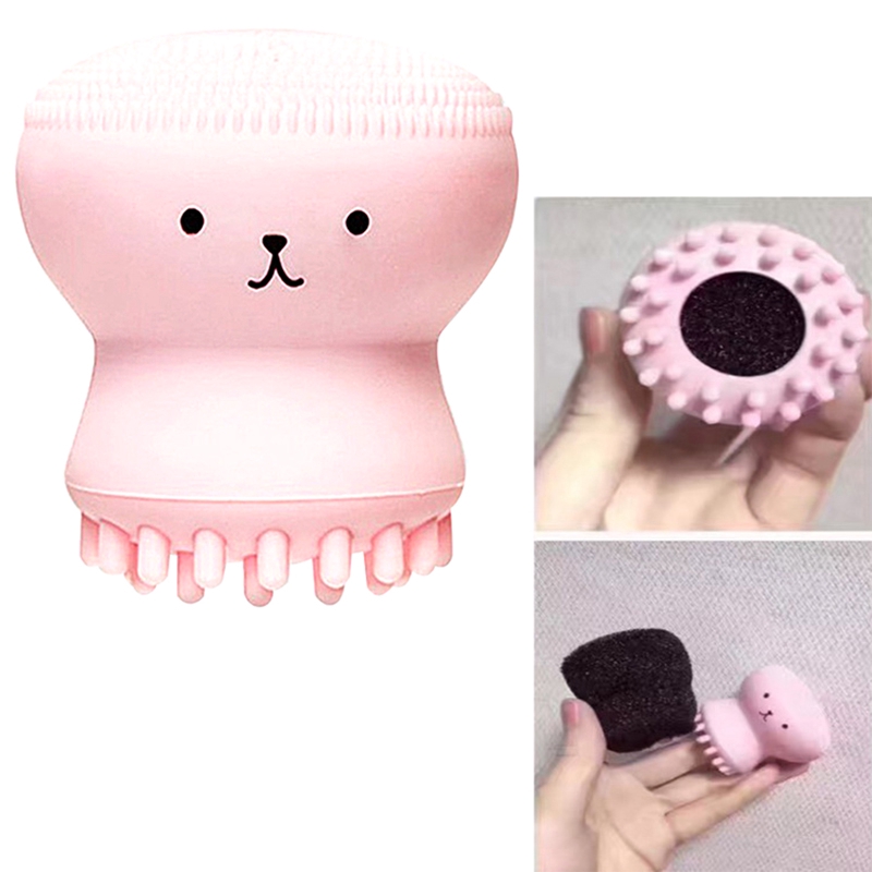 Cọ Rửa Mặt Mát Xa Tẩy Tế Bào Chết Hình Bạch Tuộc Dễ Thương Phong Cách Hàn Quốc