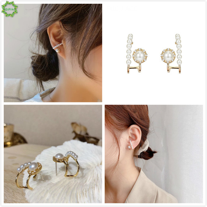 Đôi bông tai hợp kim đính ngọc trai đơn giản ngọt ngào