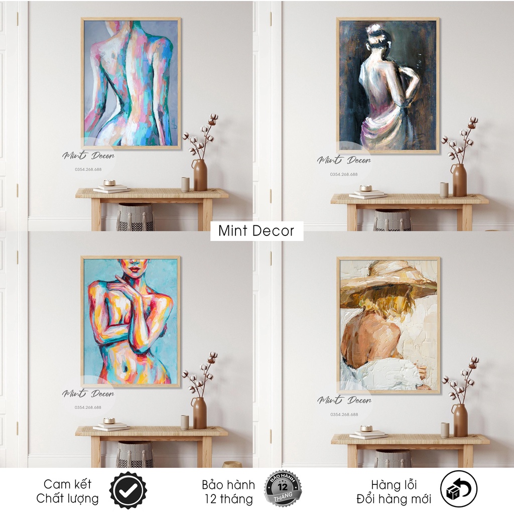 Tranh Cô Gái Nude Canvas Treo Tường Trang Trí Nhà Đẹp - Tặng Kèm Đinh Treo Tranh