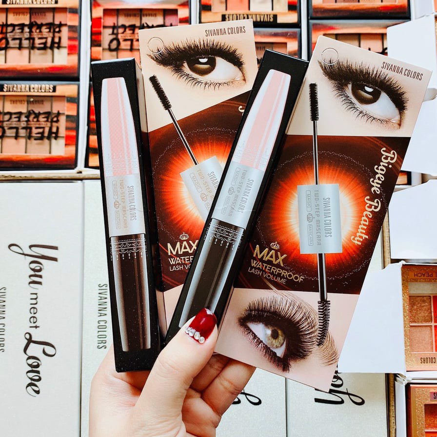 Chuốt mi/Mascara 2 đầu Sivanna Colors 5X Long Deep Black Waterproof Thái Lan