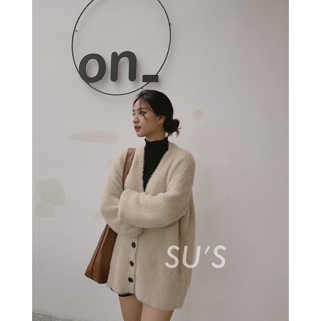 Áo cardigan len lông thỏ trơn | BigBuy360 - bigbuy360.vn