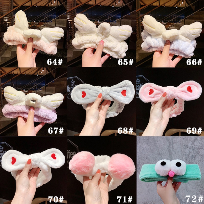 Băng Đô Cài Tóc Rửa Mặt Hình Tai Thỏ Bằng Vải Bông Chất Lượng Cao Phong Cách Hàn Quốc