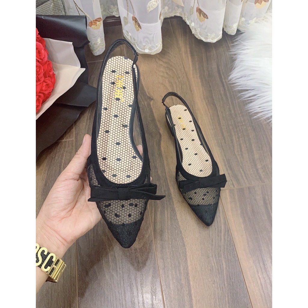 Giày bệt lưới chấm bi nơ nhí xinh xắn mũi nhọn mẫu mới 2020 | BigBuy360 - bigbuy360.vn