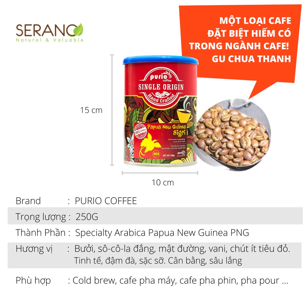 Cà phê hạt bột cao cấp nguyên chất rang mộc hiệu Purio Coffee phù hợp cafe pha phin, pha máy, coldbrew gu việt gu tây