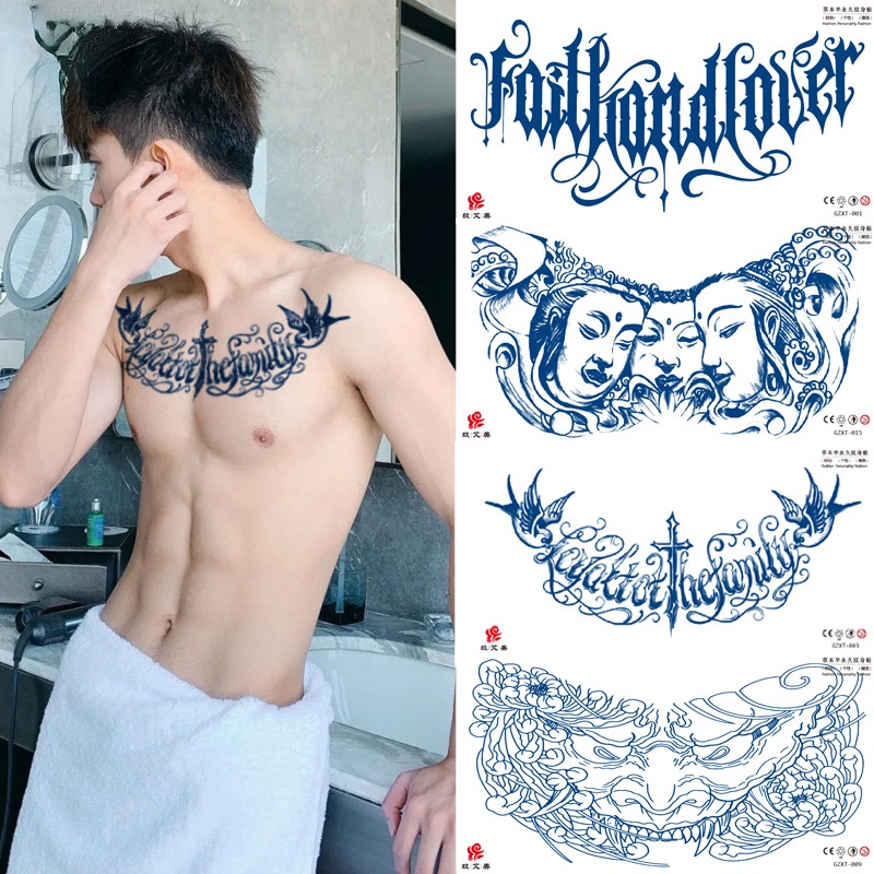 Miếng Dán Hình Xăm Thành Phần Thảo Dược Ép Hoa 15 Ngày Sau Lưng Ngực