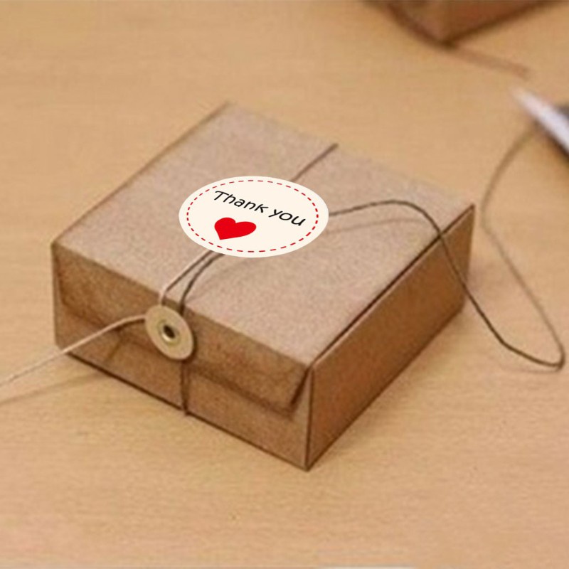 Cuộn 500 nhãn dán cảm ơn hình trái tim cho túi bánh kẹo thủ công cho đám cưới