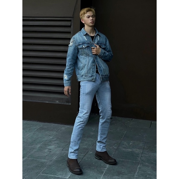 Quần jean nam skinny xanh nhạt TALURETRO quần bò chất jean co dãn kèm ảnh thật