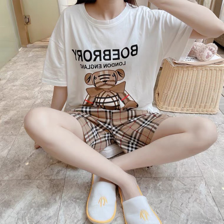Bộ đồ thời trang caro in hình dễ thương mặc ở nhà đi chơi đều xinh_chất liệu Cotton cao cấp