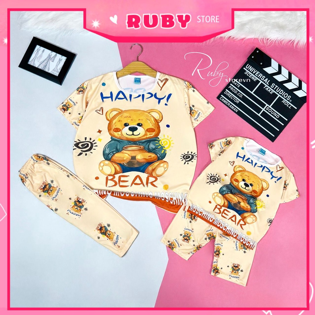 Đồ bộ thun QUẦN LỬNG cho mẹ và bé size đến 70kg chất thun mềm mát in hình hoạt hình chibi dễ thương DBRBL FULL SIZE