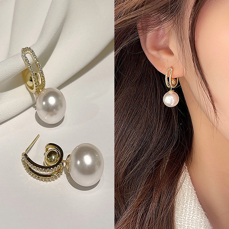 Khuyên tai mạ bạc 925 thiết kế đa dạng đính ngọc trai xinh xắn